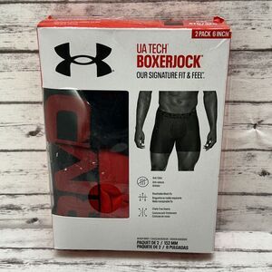 Under Armour Boxerjock Underwear Men's 5XL (54.5-59) 6" Black Red 2Pk